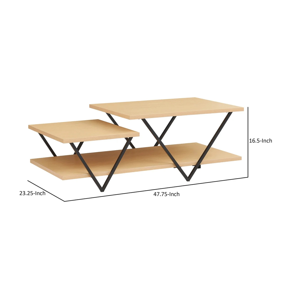 48 Inch 2 Tier Coffee Table with Bottom Shelf M8842