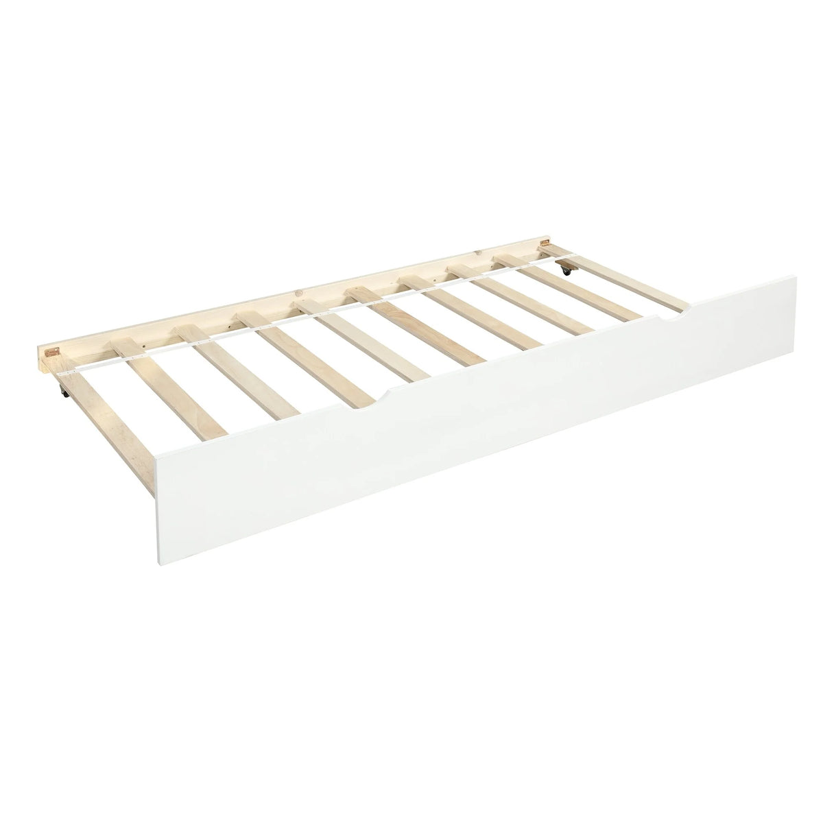 White Twin Wood Daybed with Trundle and Guardrails H1159