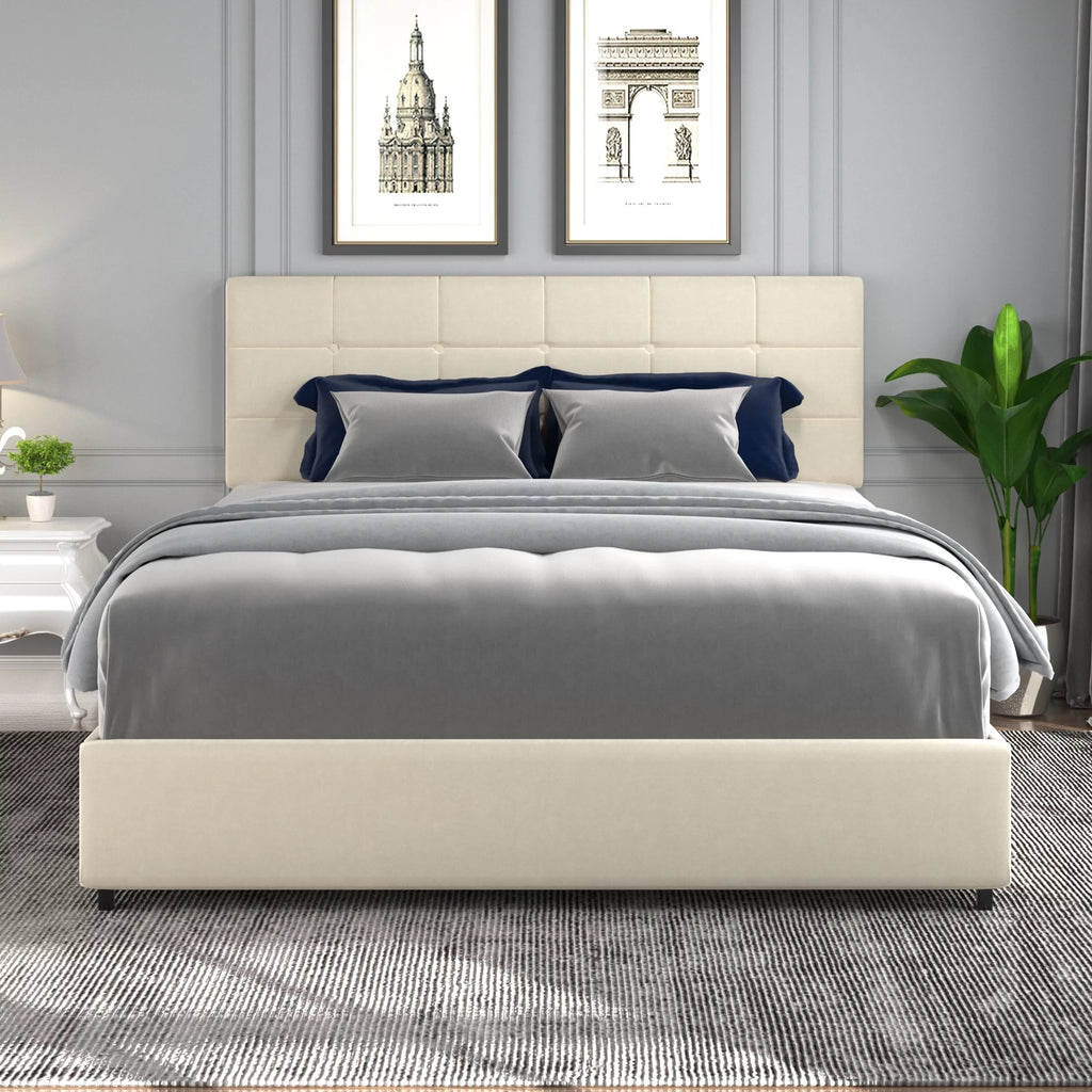 Queen Size Velvet Upholstered Platform Bed with Headboard and 4 Drawers S6838