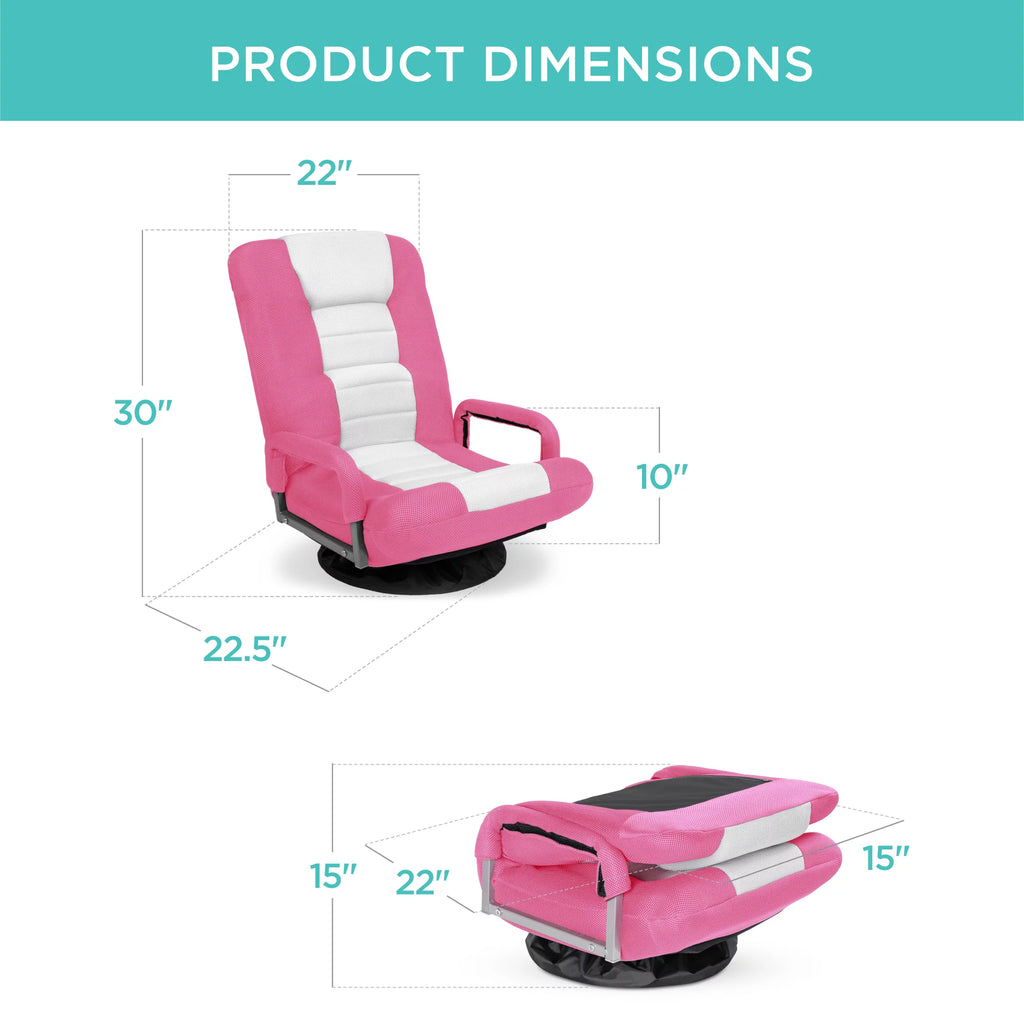 Pink White Foldable Swivel Floor Chair T7241