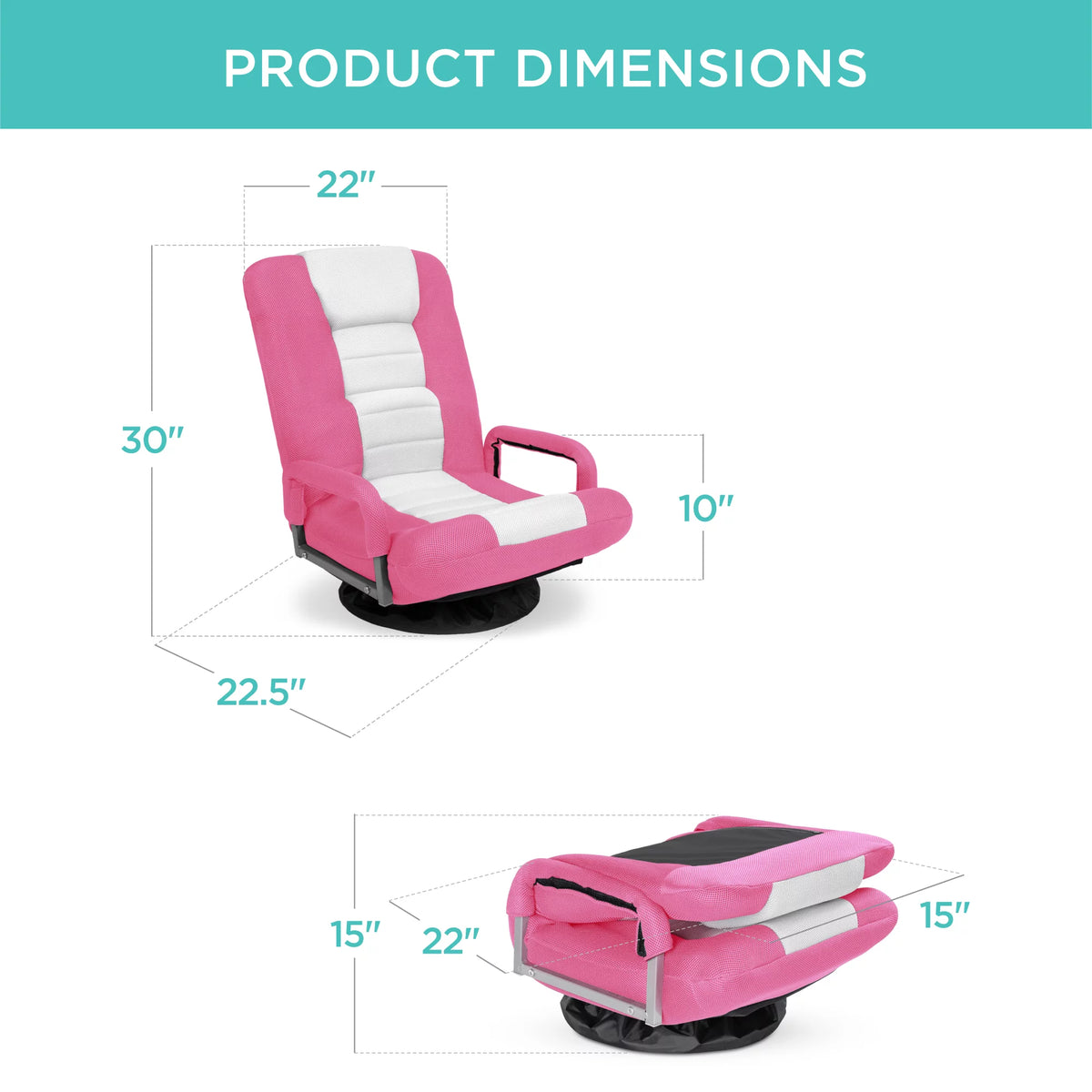 Pink White Foldable Swivel Floor Chair T7241