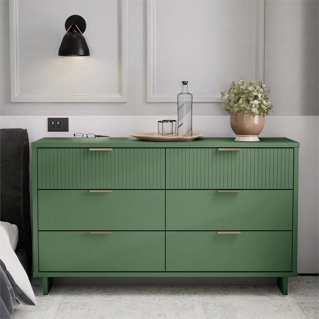 Sage Green Engineered Wood Double Dresser I384