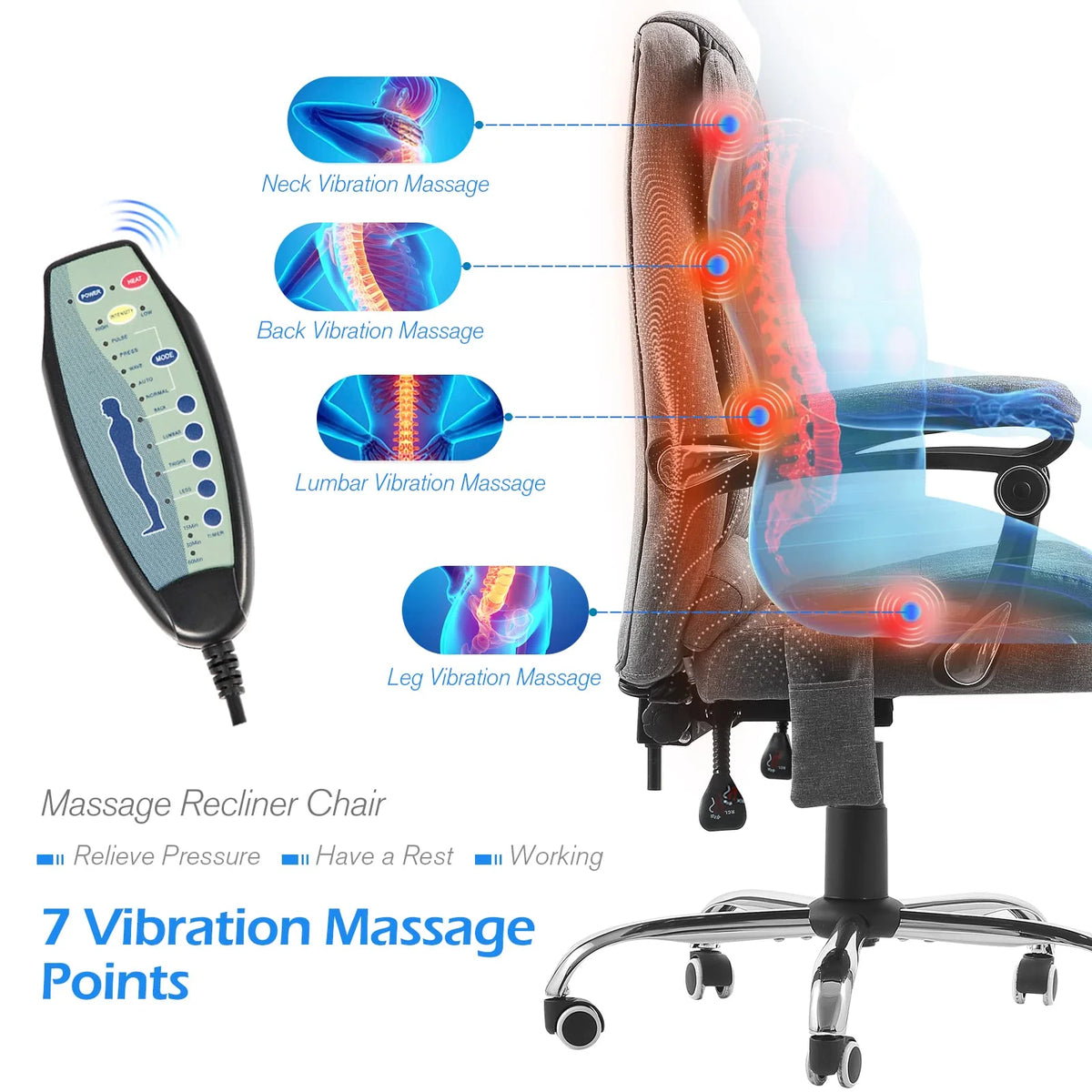 Grey Ergonomic Reclining Office Chair M4538