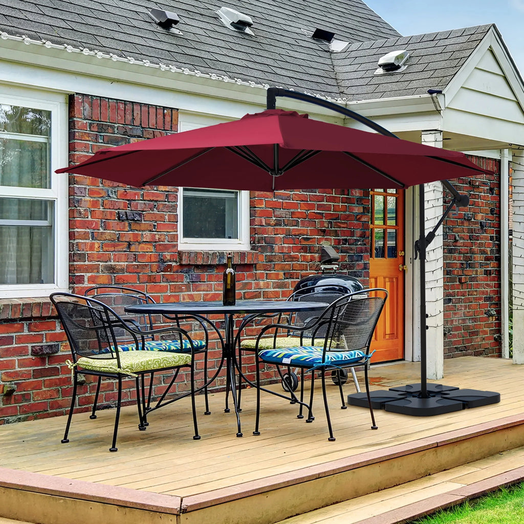 10ft Heavy Duty Offset Cantilever Patio Umbrella with 4-Piece Base, Beige O507