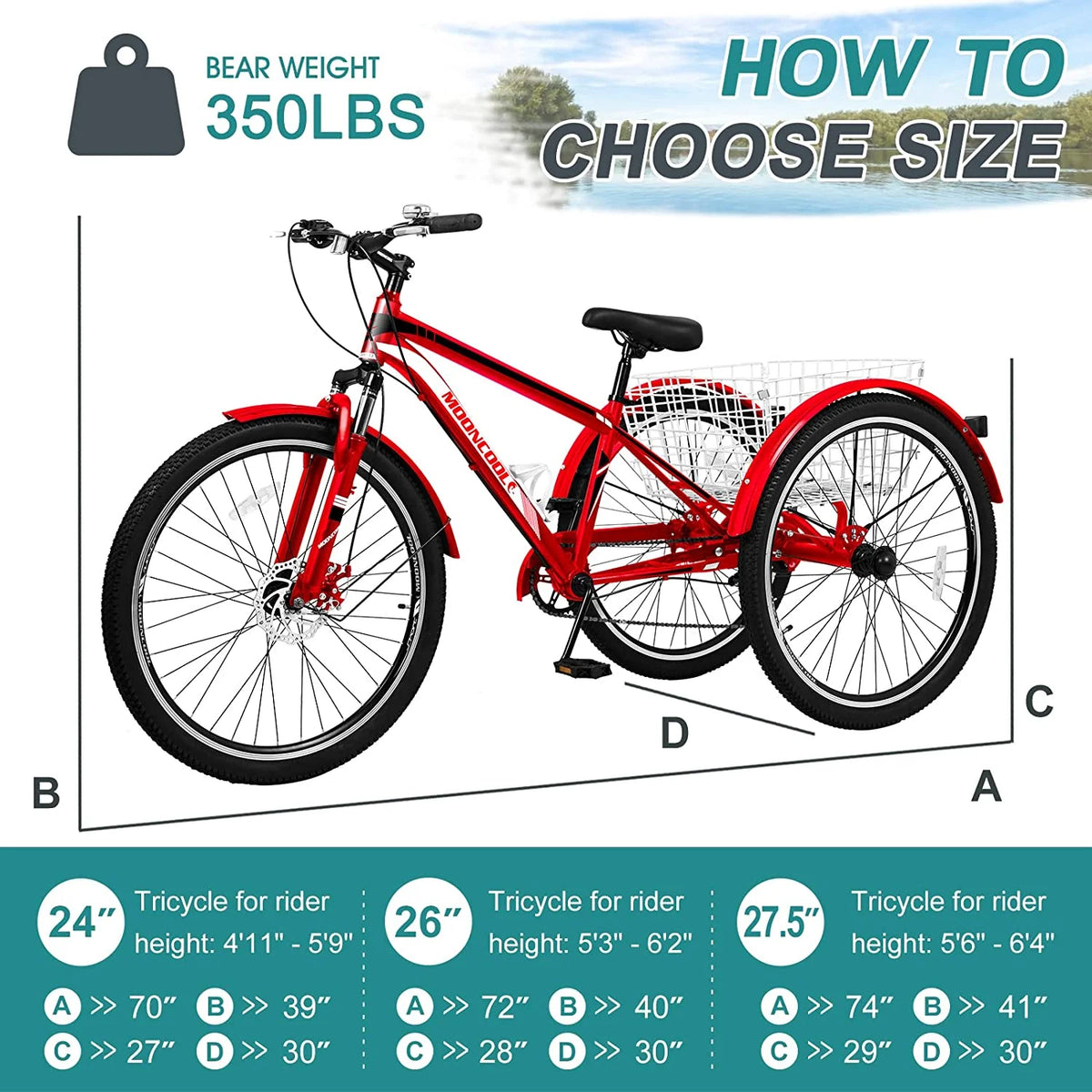 7 Speed Adult Mountain Tricycle with Shopping Basket M681920