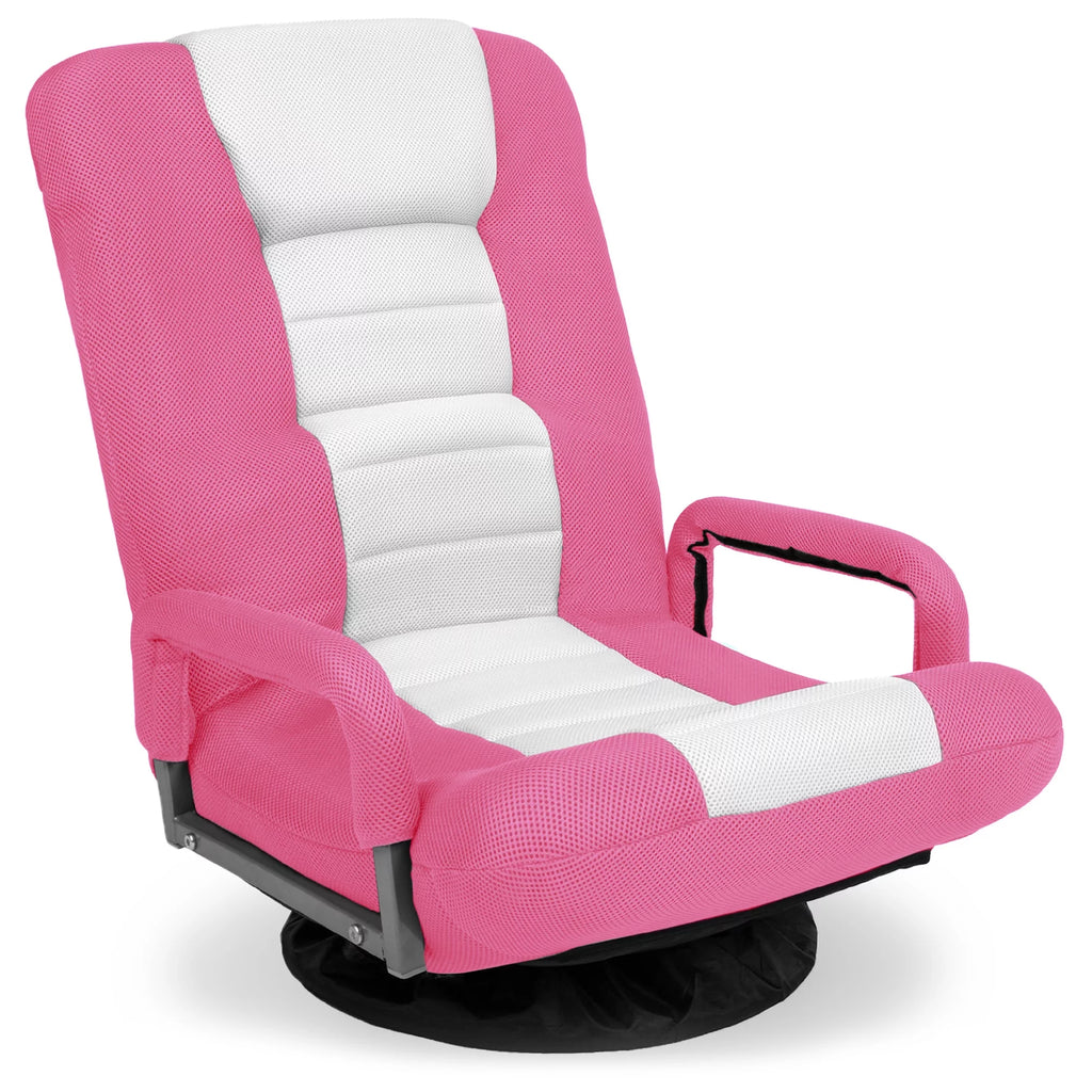 Pink White Foldable Swivel Floor Chair T7241