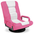 Pink White Foldable Swivel Floor Chair T7241