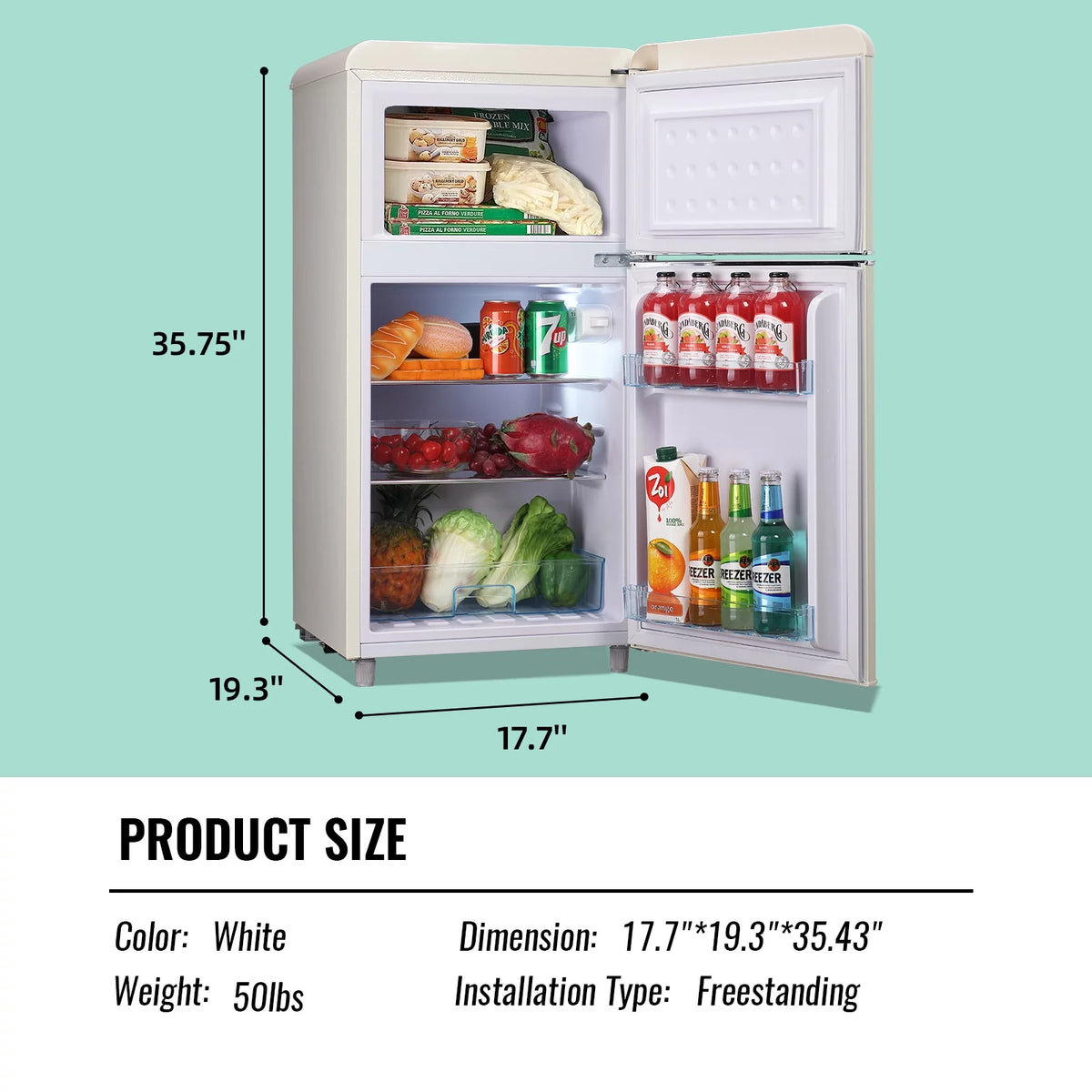 Mini Refrigerator Dual Door Fridge with Handle H456