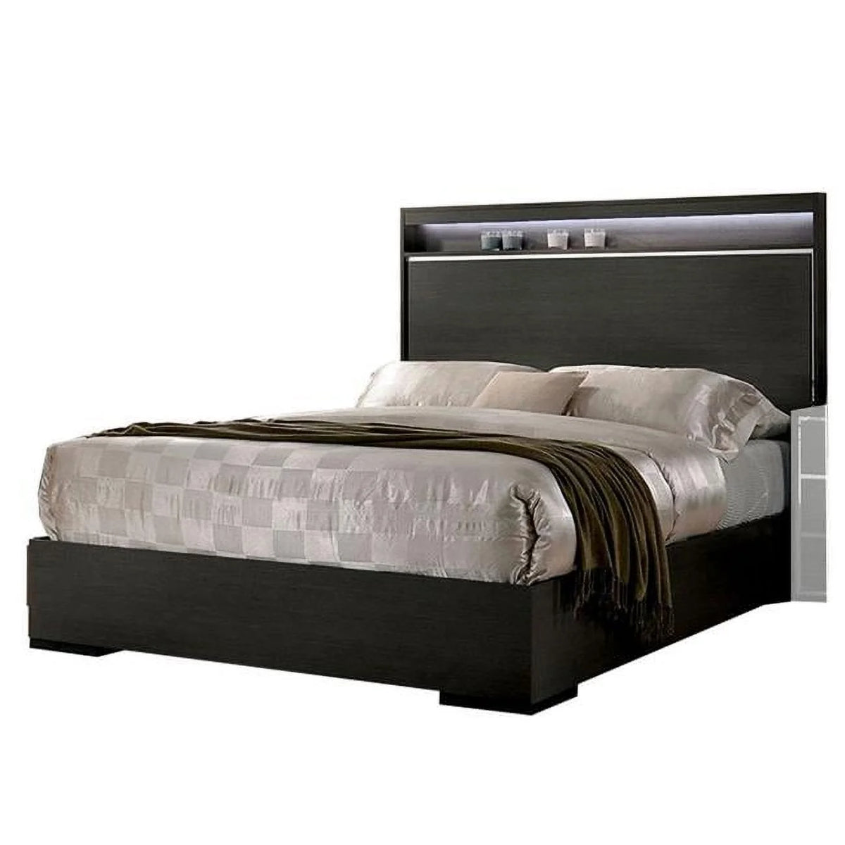 Queen Size Gray Wooden Platform Bed U915