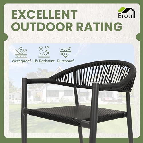 Black 4 Pcs Stackable Aluminum Rattan Patio Dining Chairs with Arms P48209