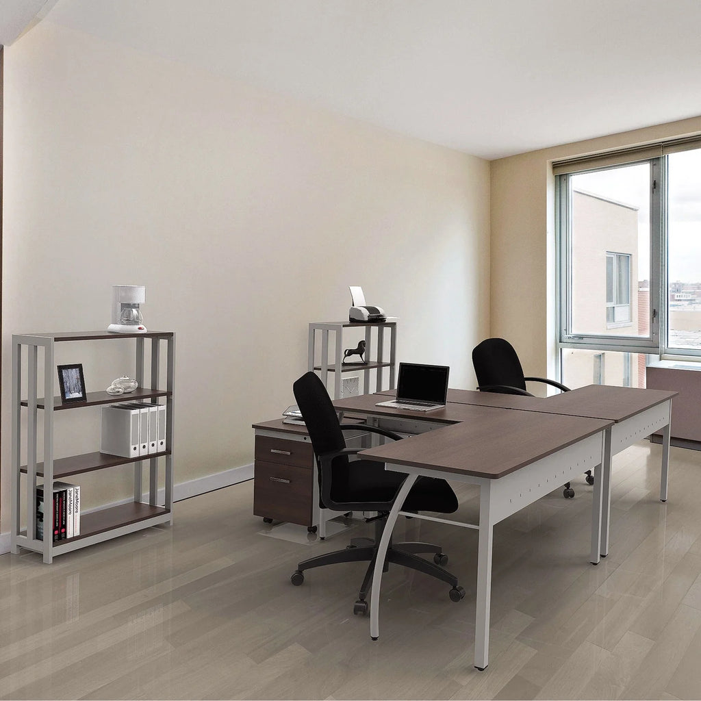 L-Shaped Desk, 59.13" x 59.13" x 29.5", Cherry L71505