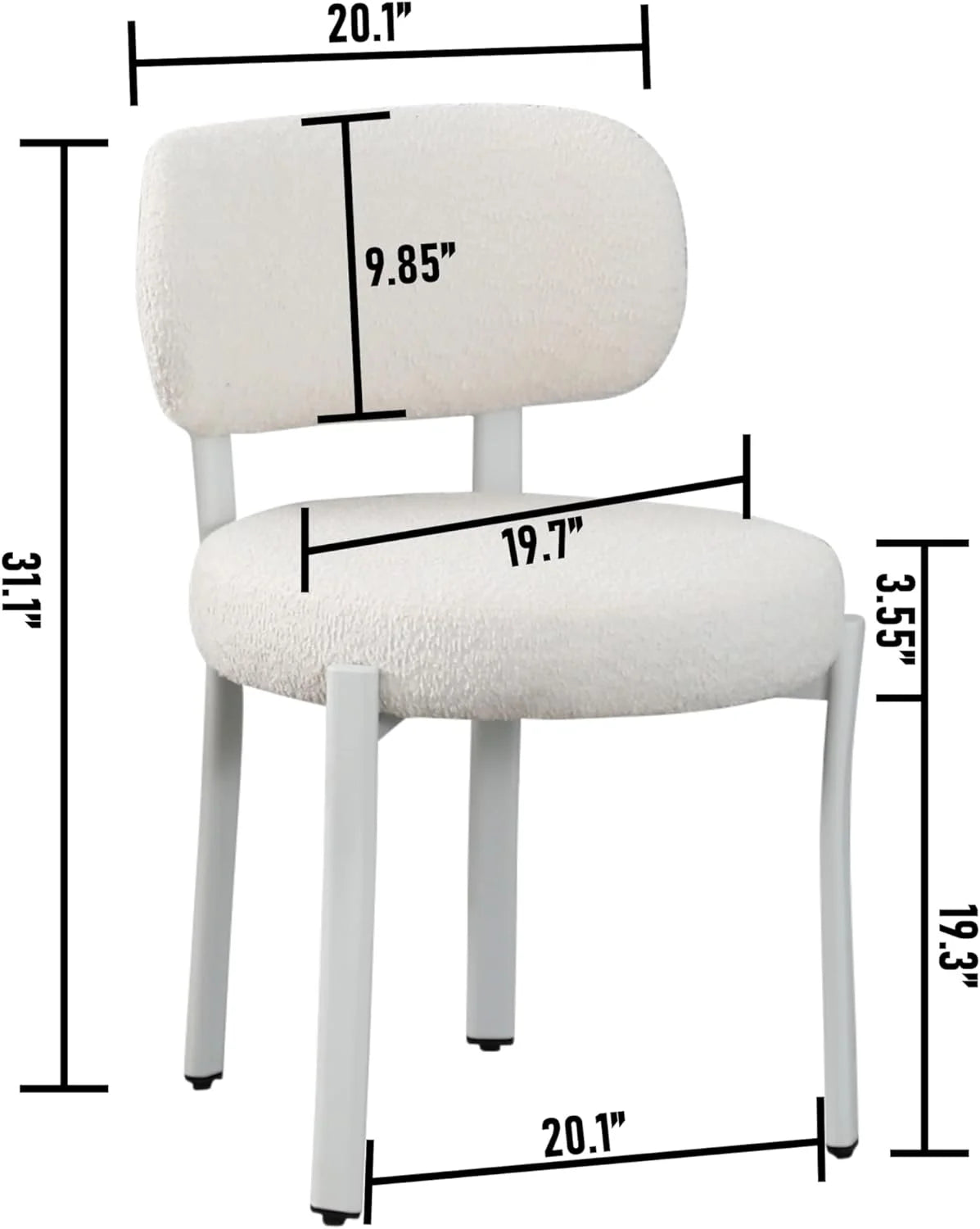 White Set of 6 Upholstered Boucle Dining Chairs V5581