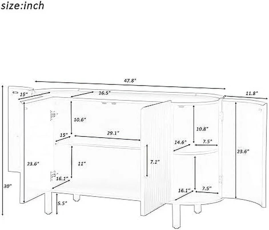 Vintage Solid Wood Accent Cabinet Buffet Sideboard Console Table W596