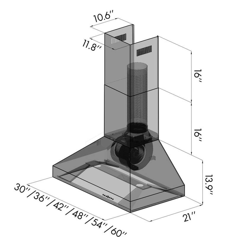 36 in. 500 CFM Convertible Wall Mount Range Hood in Stainless Steel V507617