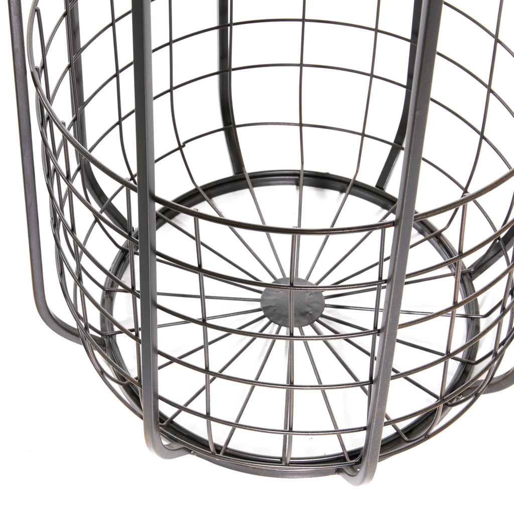 16" x 26" Black Metal Accent Table with Brown Wood Top and Wire Basket Storage L127