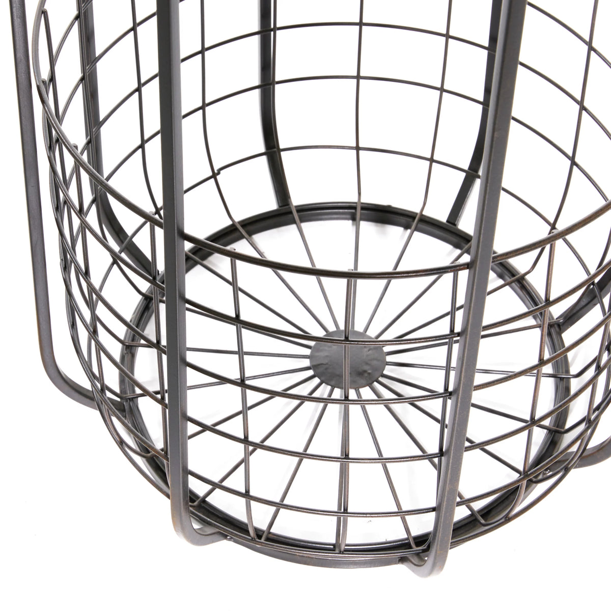 16" x 26" Black Metal Accent Table with Brown Wood Top and Wire Basket Storage L127
