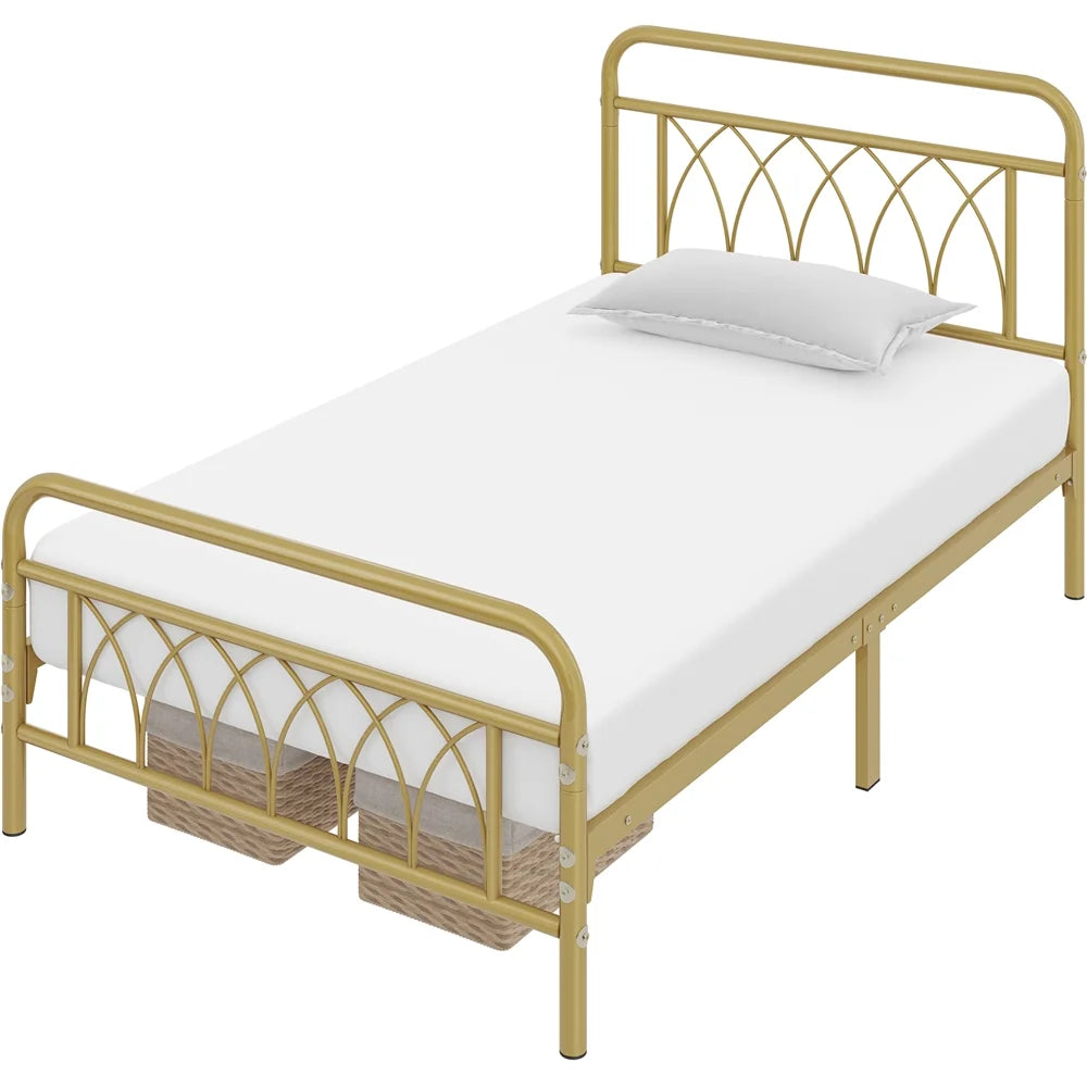 Metal Platform Bed Frame with Headboard and Footboard, Twin B768637