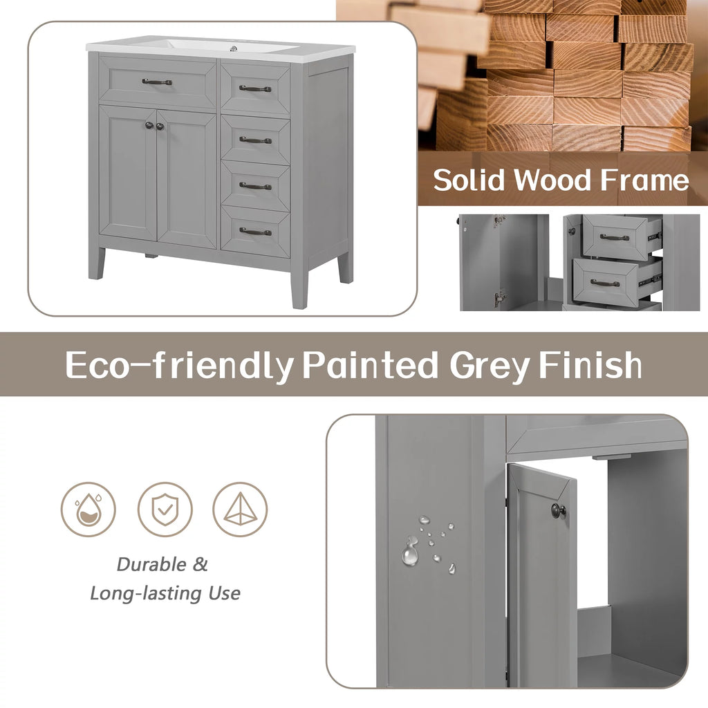36" Grey Bathroom Vanity with Sink Combo D336