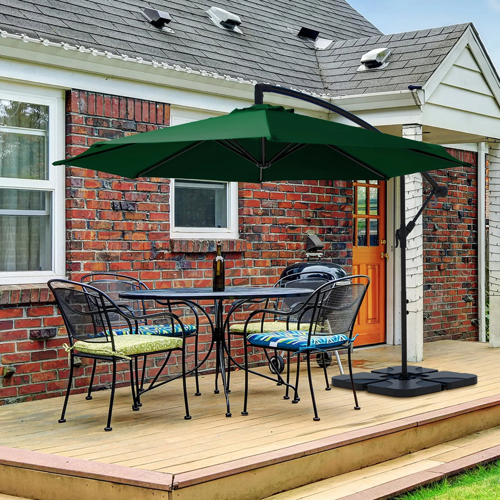 10ft Heavy Duty Offset Cantilever Patio Umbrella with 4-Piece Base, Beige O507