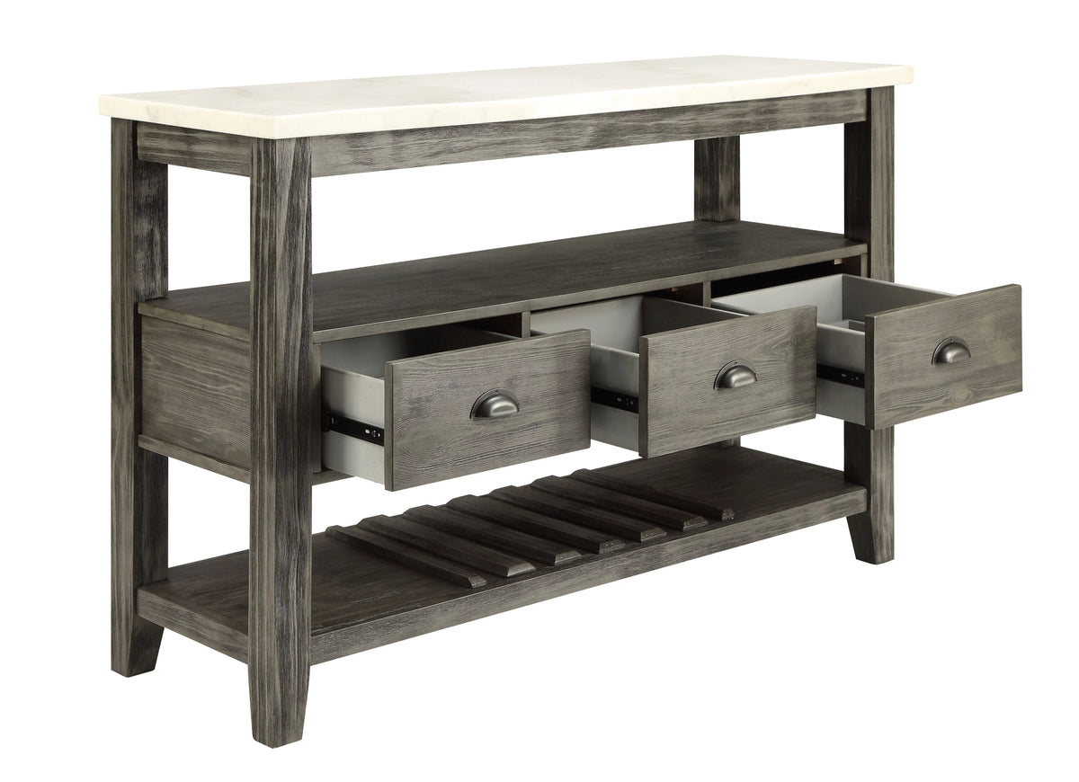 White Marble Gray Oak Server F137797