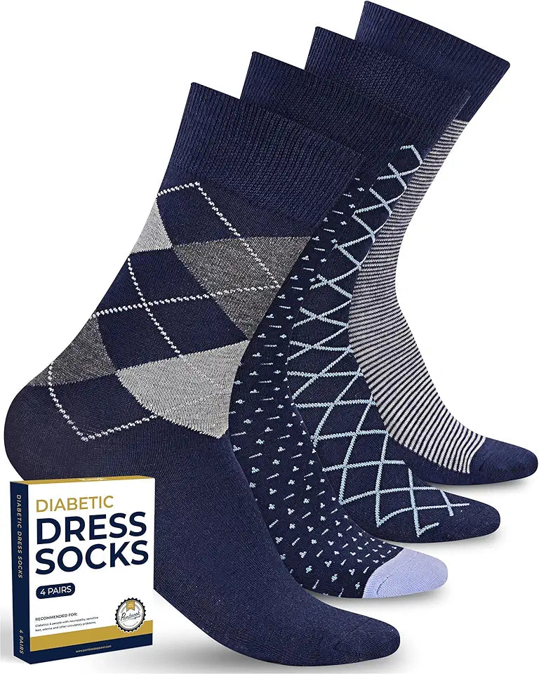 Diabetic Dress Socks for Men 4 Pairs V16074
