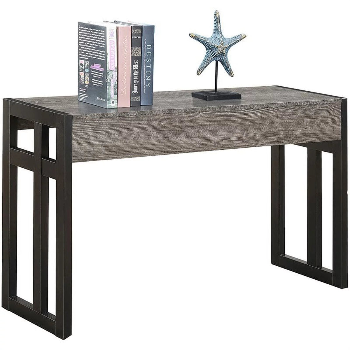 Weathered Gray Black Console Table E3760