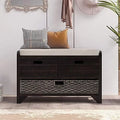 Black 3 Drawer 3 Basket Wooden Ottoman Bench O43612