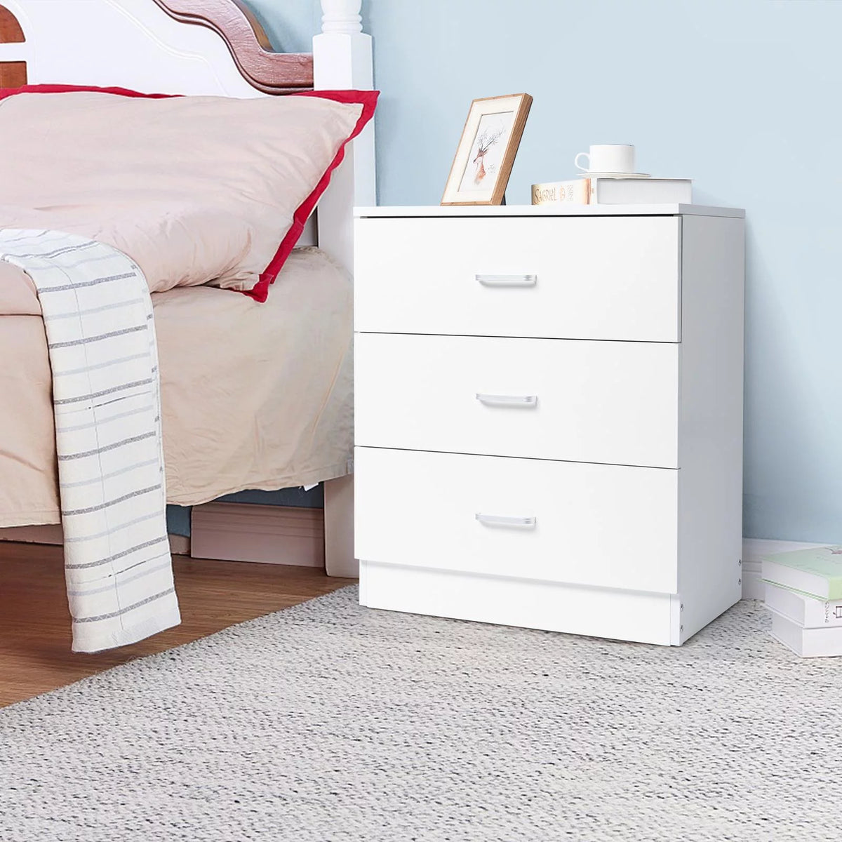 Set of 2 White 3 Drawer Dresser K78042
