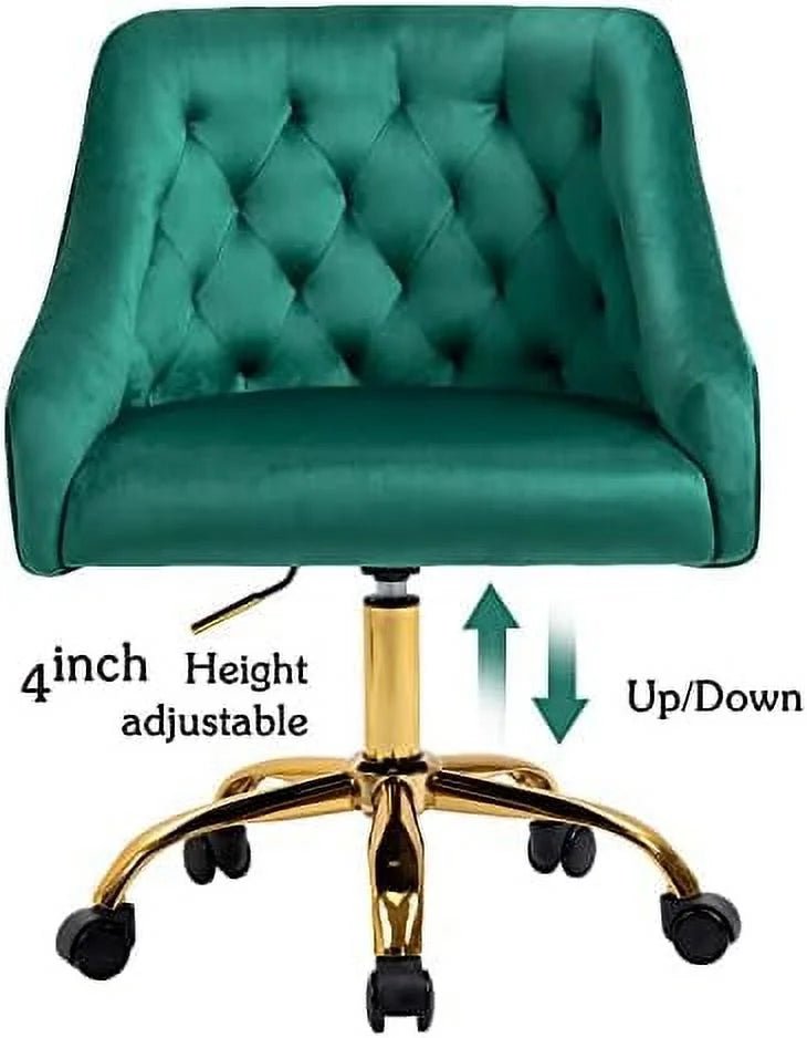 Green Velvet Adjustable Office Chair P3179