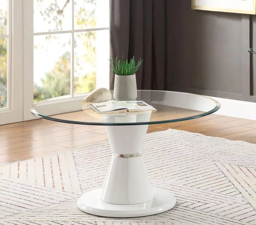 Clear Glass White Coffee Table H506552