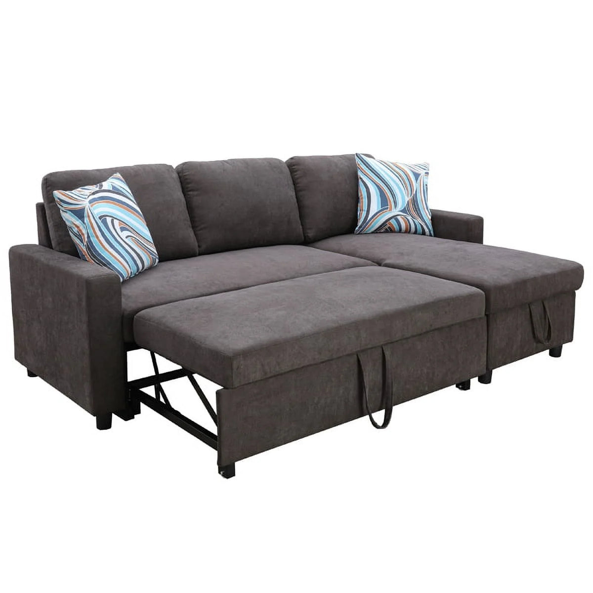 Dark Brown 2 in 1 Sofa Sleeper with Storage Chaise E722862