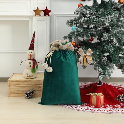 Reusable Drawstring Plush Christmas Gift Bag C838