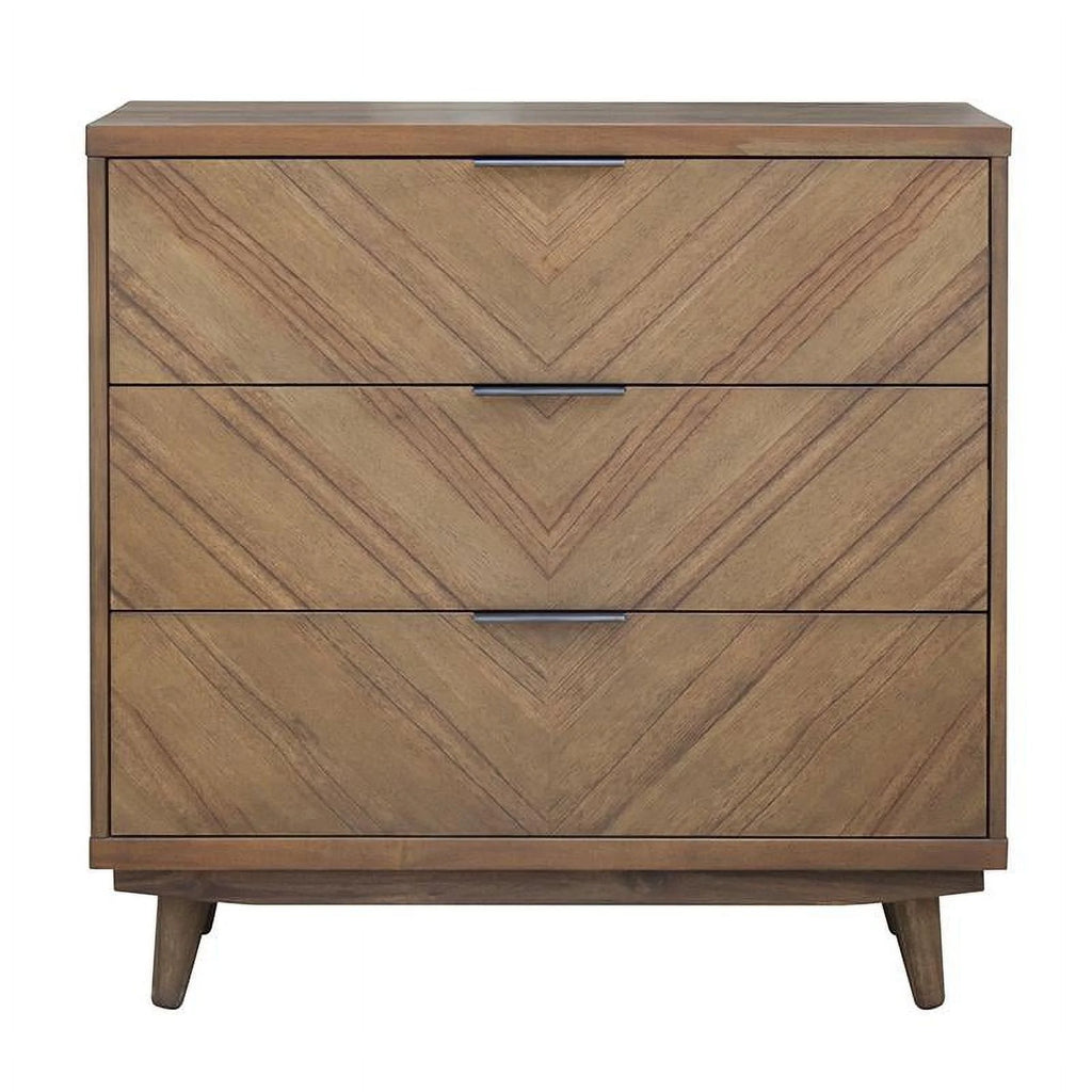 3-drawer Wood Chevron Chest E69881
