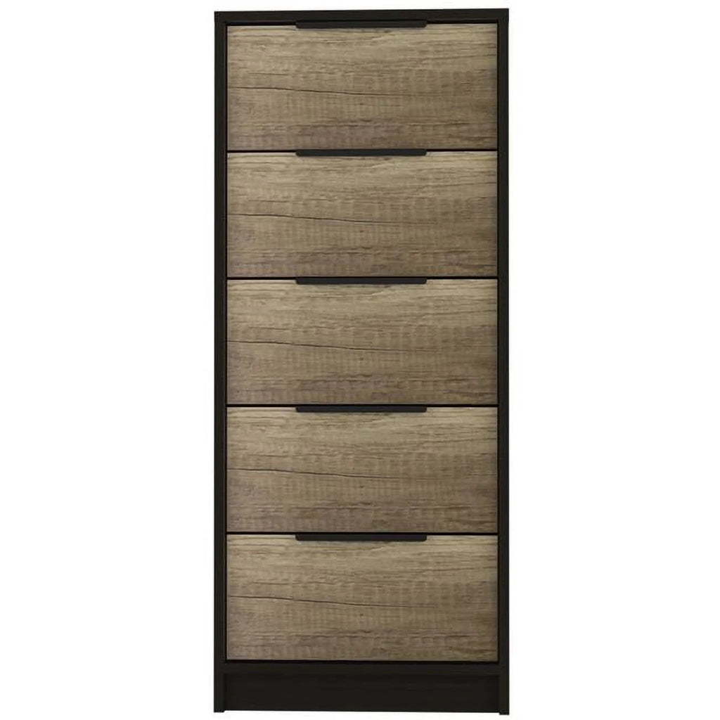 Black Light Oak 5 Drawer Wood Chest V451