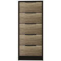 Black Light Oak 5 Drawer Wood Chest V451