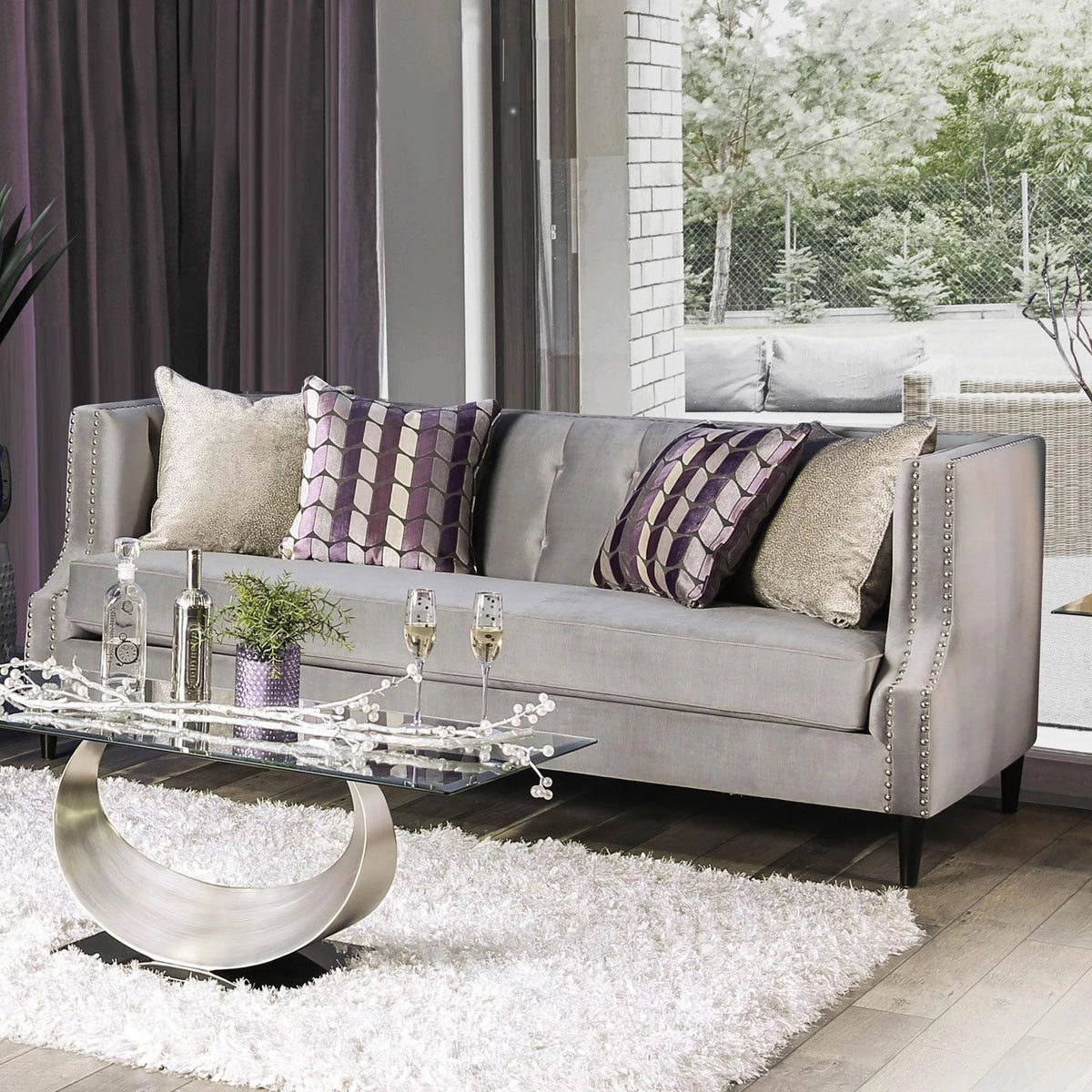 Royal Yellow Microfiber Sofa and Loveseat U14935