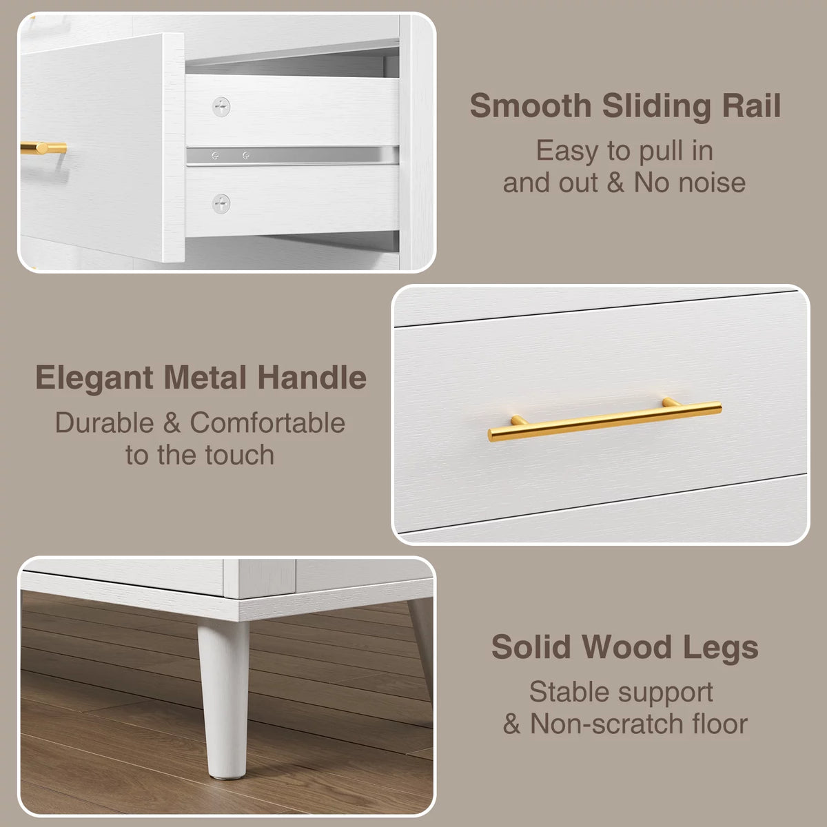White 6 Drawer Dresser D3463