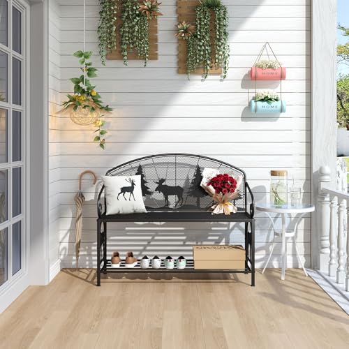 Outdoor Bench with Backrest and Armrests T1533