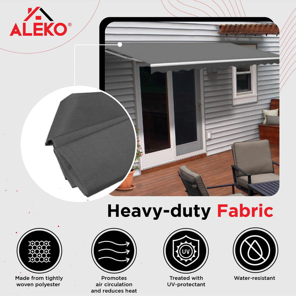 Retractable Patio 13' x 10' Awning Canopy, Gray H7029