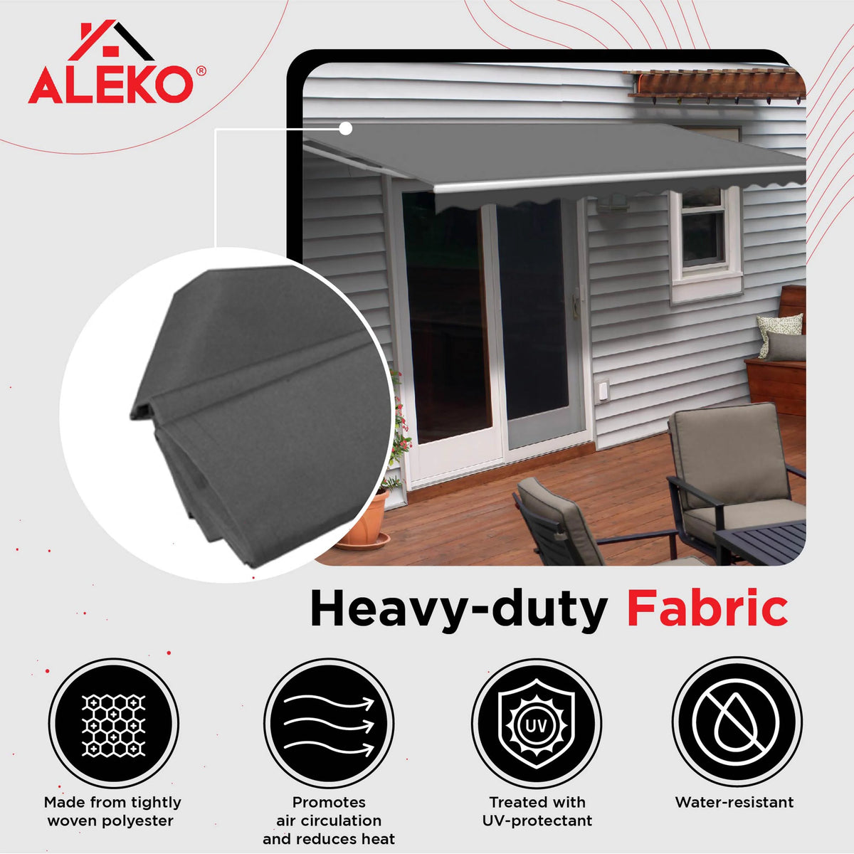 Retractable Patio 13' x 10' Awning Canopy, Gray H7029