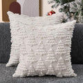 Dark Green Christmas Tree Pillow Covers 18 x 18 Set of 2 Plush Faux Fur C579