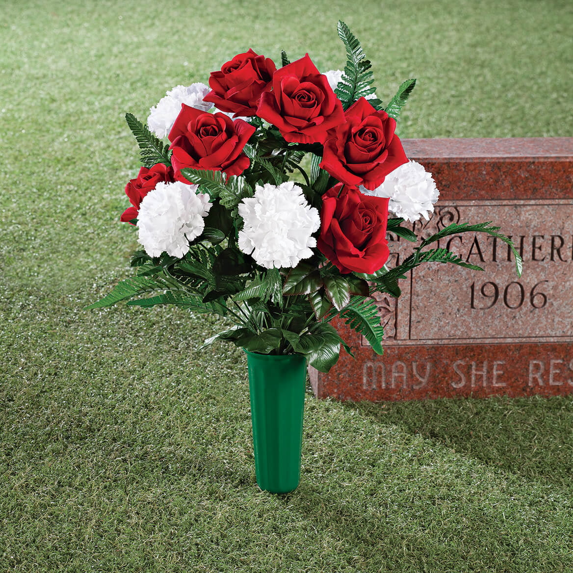 Red Roses and White Carnation Memorial Bouquet D679036