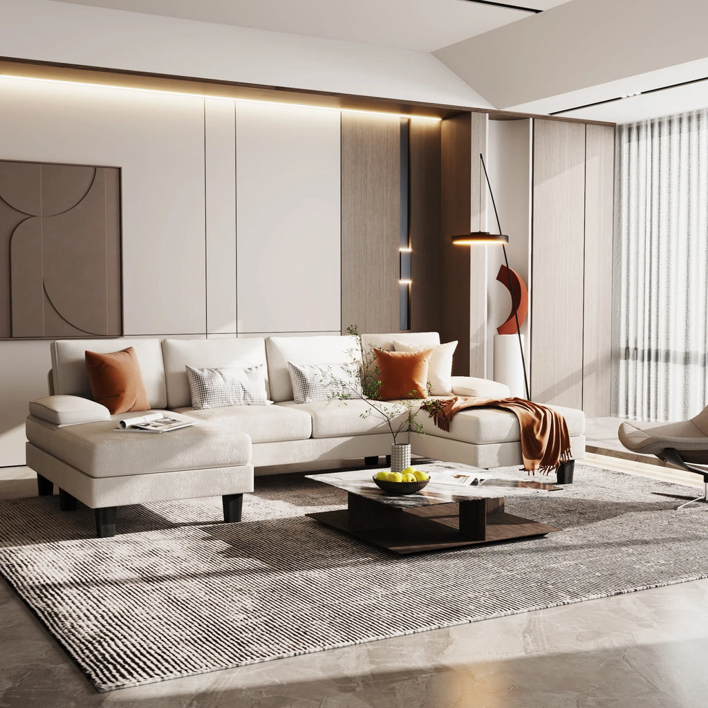 Gray Chenille U-Shape Sectional Sofa S793