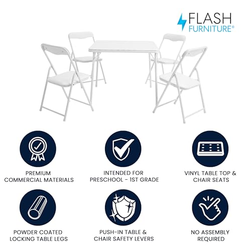 Kids 3-Piece Folding Square Table and Chairs Set B453827