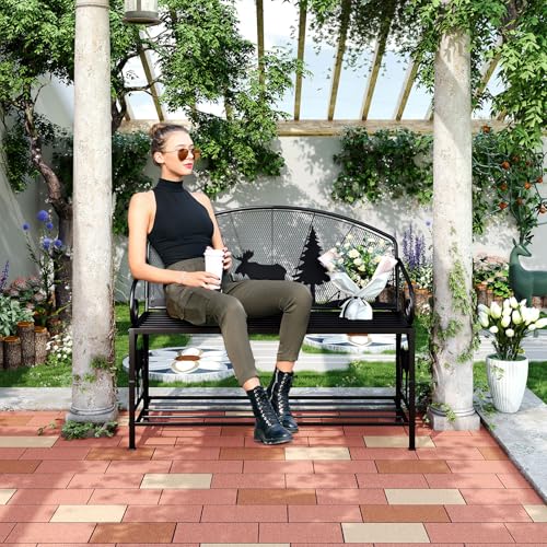Outdoor Bench with Backrest and Armrests T1533