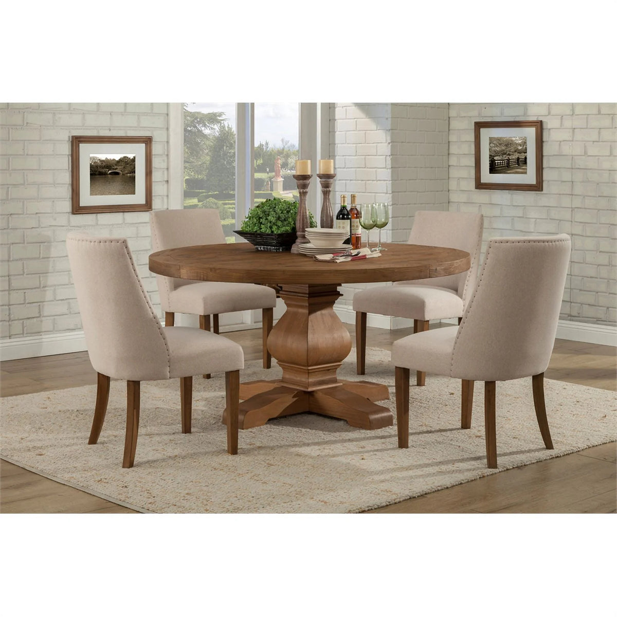 5 Piece Dining Set with Round Table and 4 Chairs W38846