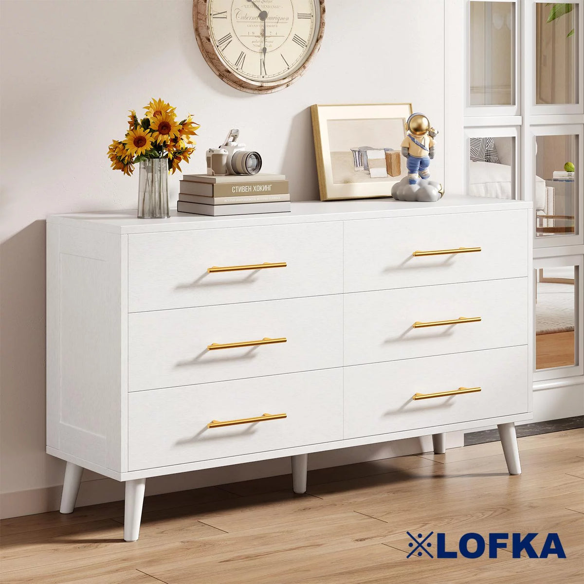 White 6 Drawer Dresser D3463