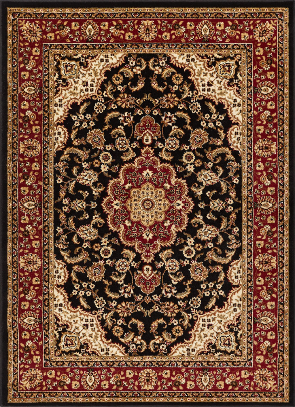 Red Green Ivory Light Blue Black Persian Floral Oriental Area Rug U498354