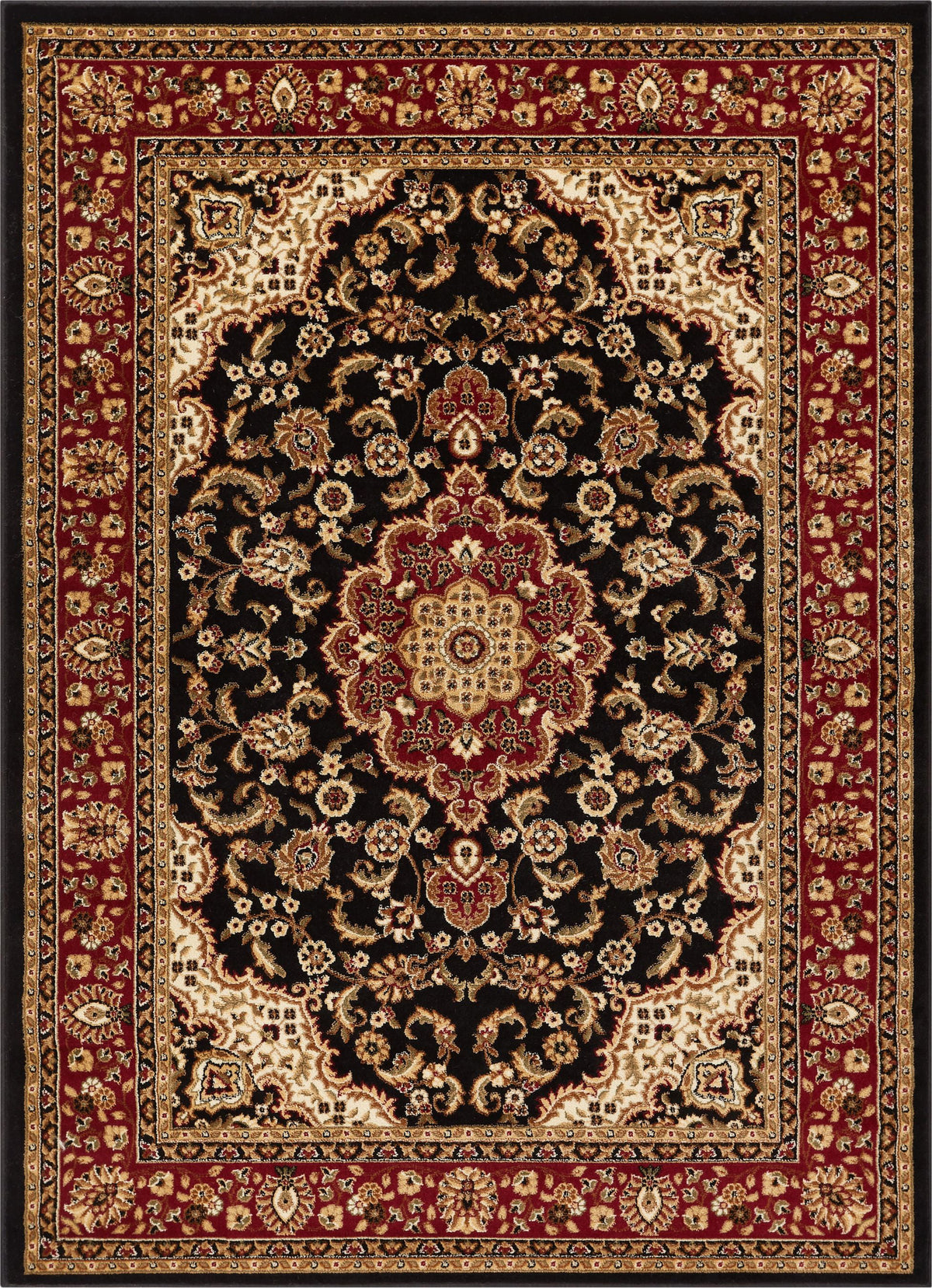 Red Green Ivory Light Blue Black Persian Floral Oriental Area Rug U498354