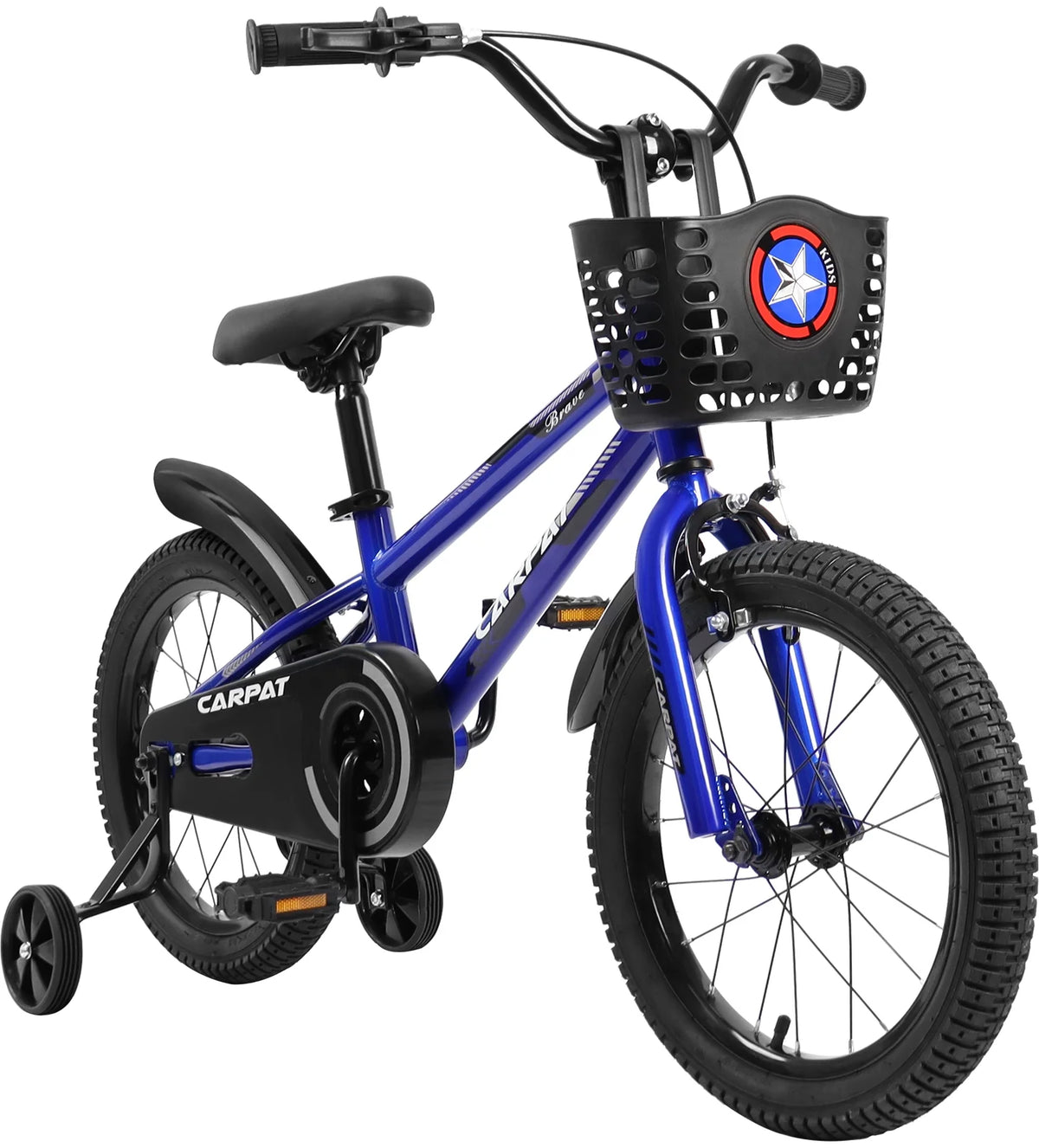14 Inch Kids Bike with Training Wheels and Basket, White E27474